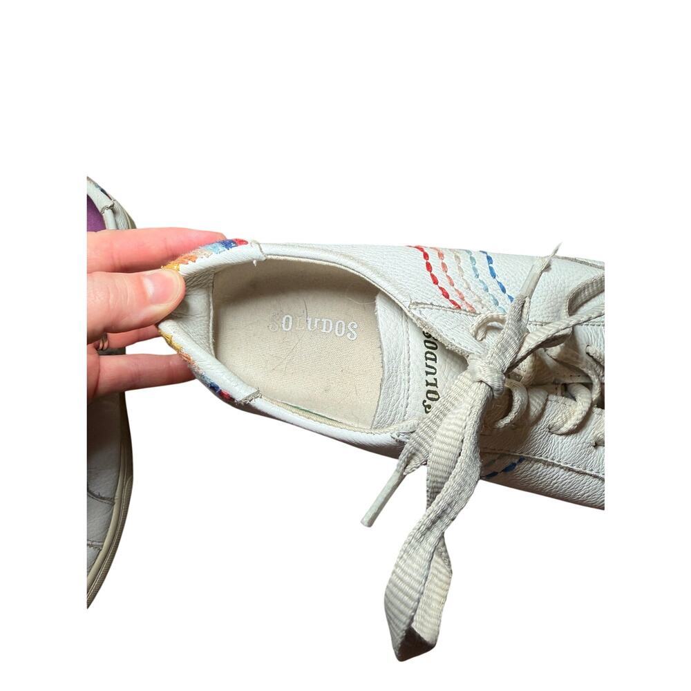 SOLUDOS Women's Sneakers 8 Leather Rainbow Embroidered Casual - Picture 2 of 8